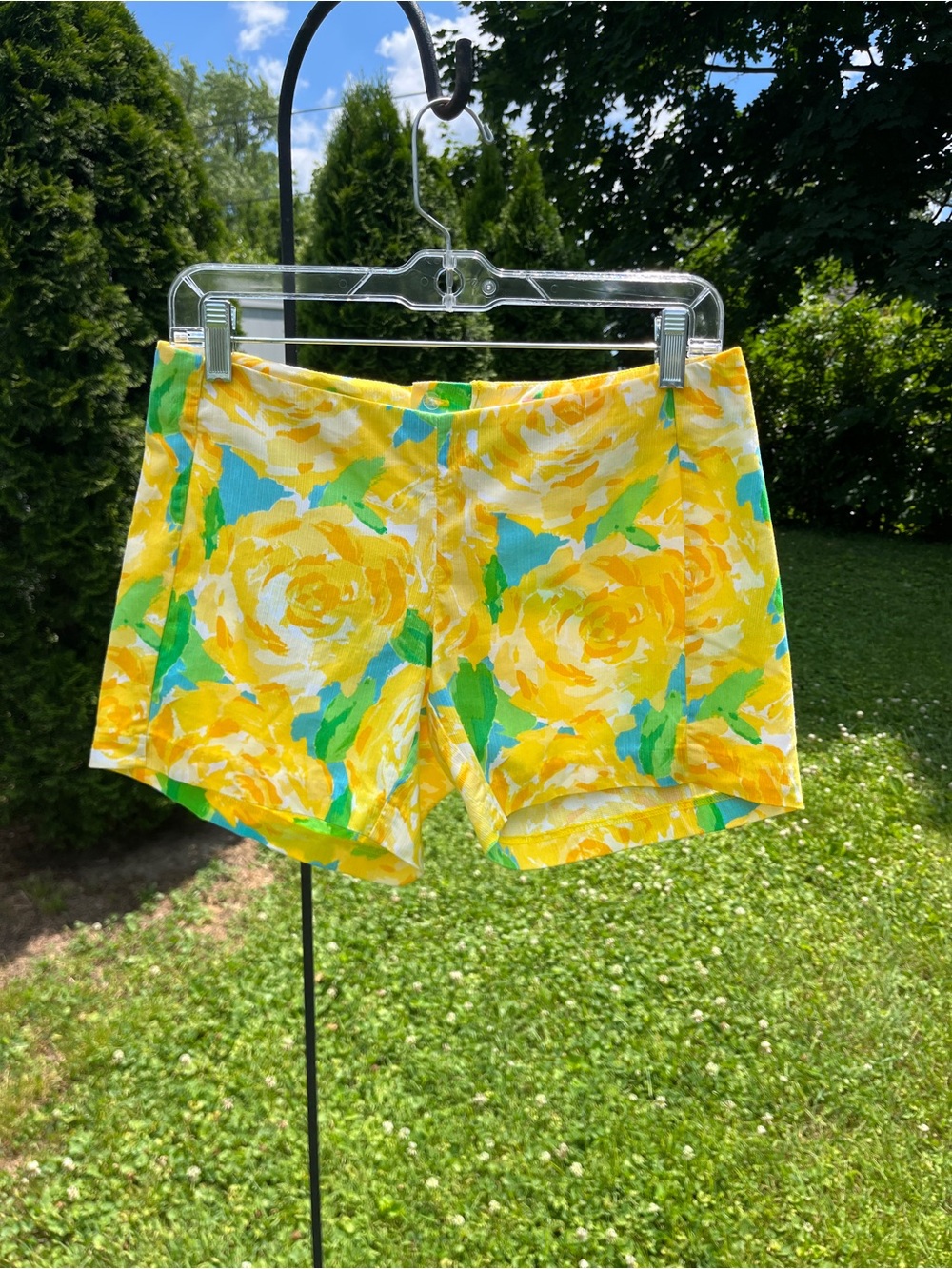 Lilly Pulitzer Yellow Floral Print Bermuda Shorts